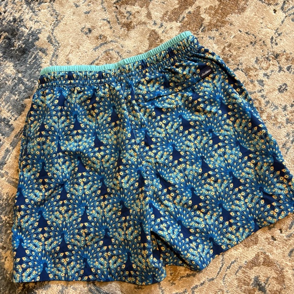 Chubbie Mens Swim Trunks Large The Fan Outs Peacock 5.5” Drawstring - Picture 4 of 6